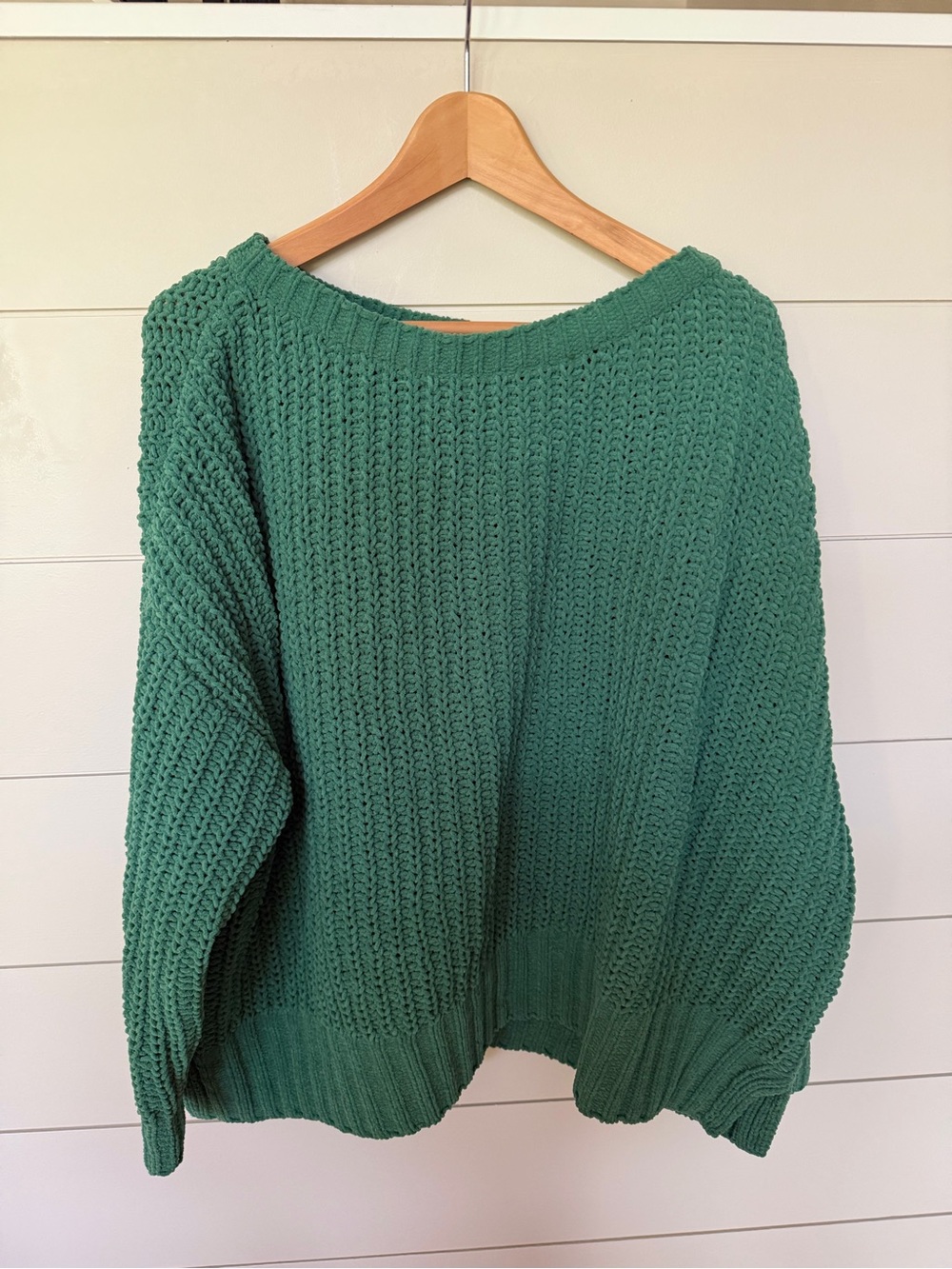American Eagle Outfitters Teal Green Chunky Crewneck Sweater